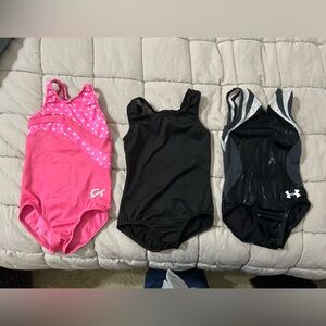 Set of three child extra small dance or gymnastics leos